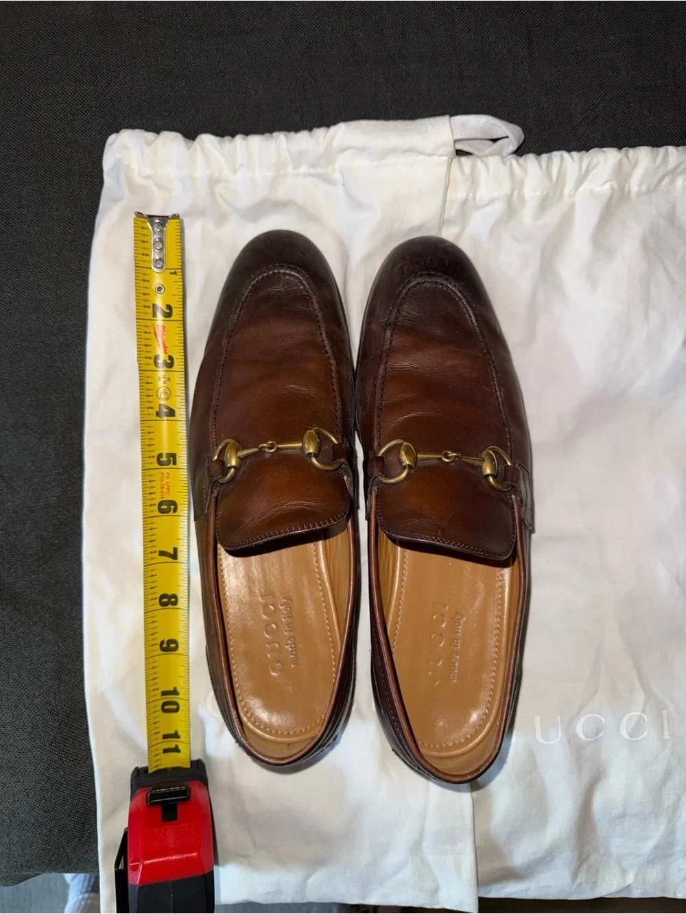 Gucci Brown Leather Horsebit Slip-On Loafers